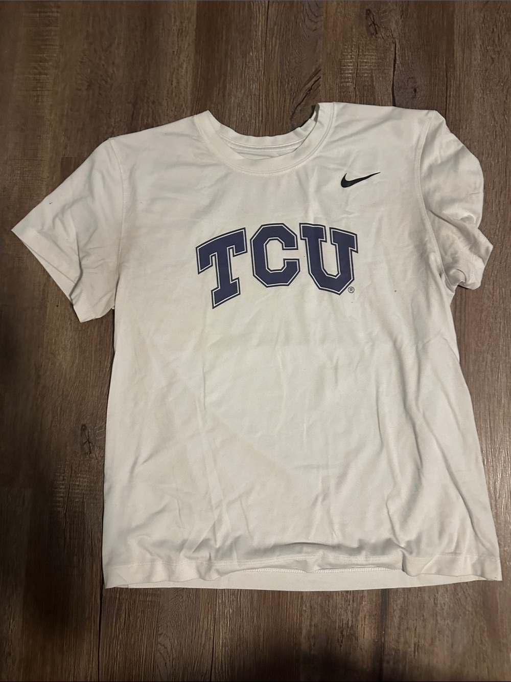 Nike White TCU Navy Logo Tee